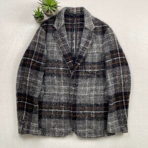 Zara Studio Man Collection Limited Edition Wool Blend Nubby Boucle Blazer (Gray)